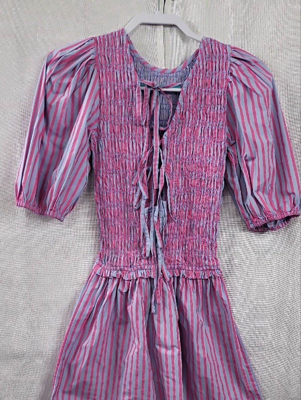 Damson Madder Bluebelle Shirred Mini Dress Size  8 - Picture 6 of 12